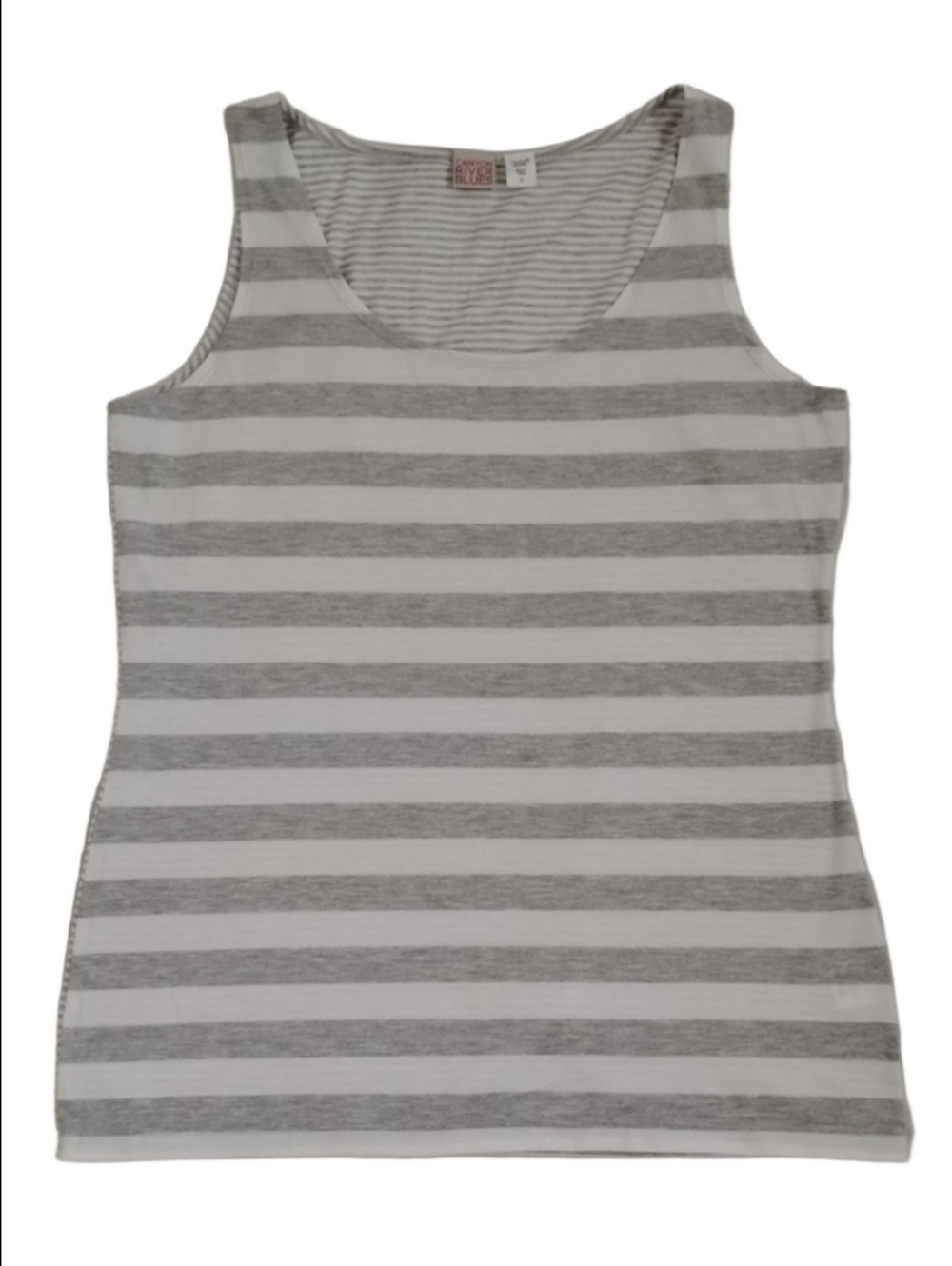 3/$20 Canyon River Blues Gray & White Striped Tank Top